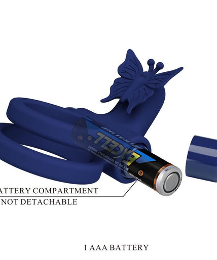 PRETTY LOVE - JAMELE DOUBLE RING WITH VIBRATION & BUTTERFLY STIMULATOR BLUE PRETTY LOVE - JAMELE DOUBLE RING WITH VIBRATION & BUTTERFLY STIMULATOR BLUE