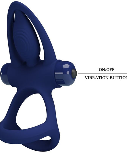 PRETTY LOVE - MAT DOUBLE RING WITH VIBRATION & STIMULATOR BLUE PRETTY LOVE - MAT DOUBLE RING WITH VIBRATION & STIMULATOR BLUE