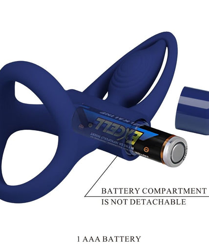 PRETTY LOVE - MAT DOUBLE RING WITH VIBRATION & STIMULATOR BLUE PRETTY LOVE - MAT DOUBLE RING WITH VIBRATION & STIMULATOR BLUE