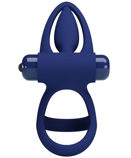 PRETTY LOVE - MAT DOUBLE RING WITH VIBRATION & STIMULATOR BLUE PRETTY LOVE - MAT DOUBLE RING WITH VIBRATION & STIMULATOR BLUE