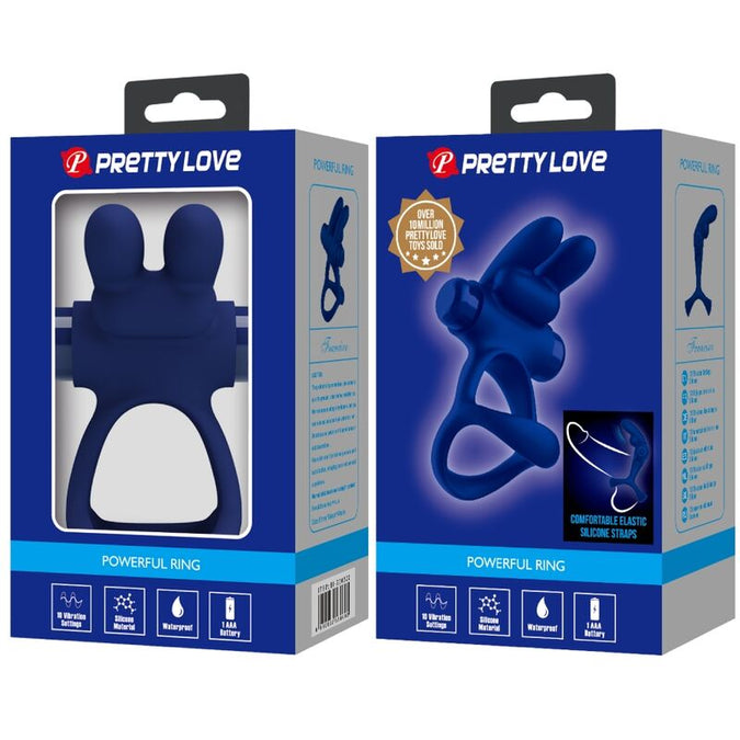 PRETTY LOVE - FRANCISCO DUBBELE TRILLENDE RING KONIJN BLAUW