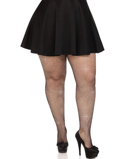 LEG AVENUE - GEKRISTALLISEERDE NETKOUSEN ZWART PLUS SIZE LEG AVENUE - GEKRISTALLISEERDE NETKOUSEN ZWART PLUS SIZE
