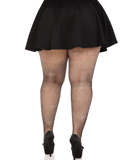 LEG AVENUE - GEKRISTALLISEERDE NETKOUSEN ZWART PLUS SIZE LEG AVENUE - GEKRISTALLISEERDE NETKOUSEN ZWART PLUS SIZE