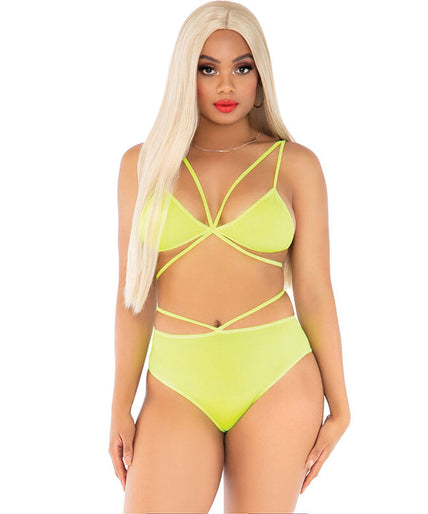 LEG AVENUE - TOP & SLIP GEEL MET BANDJES LEG AVENUE - TOP & SLIP GEEL MET BANDJES