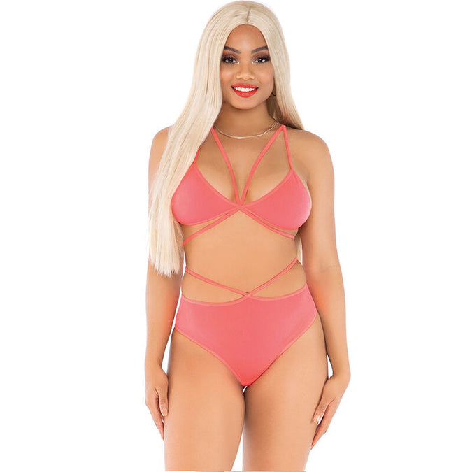 LEG AVENUE - TOP & SLIP KORAAL MET BANDJES