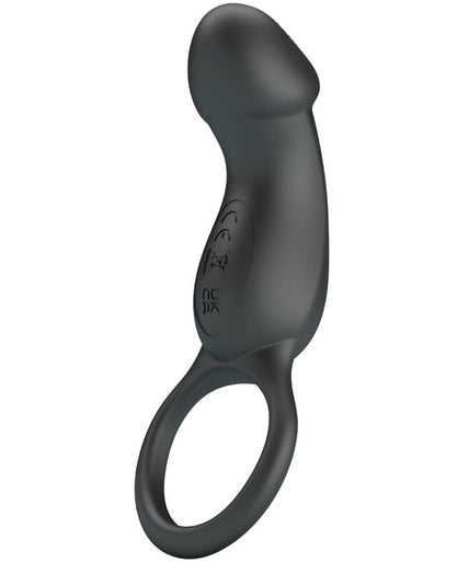 PRETTY LOVE - TRAE VIBRATING BLACK RING WITH STIMULATOR PRETTY LOVE - TRAE VIBRATING BLACK RING WITH STIMULATOR