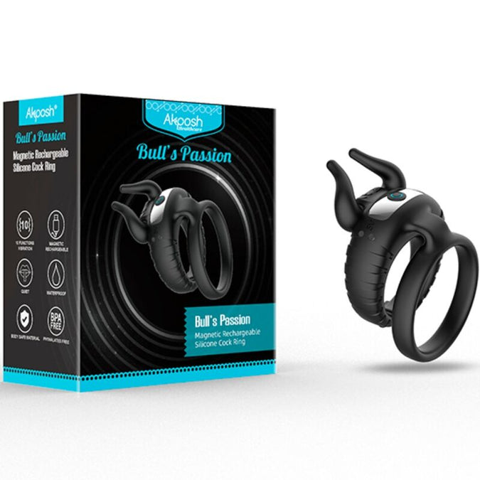 ARMONY - BULL'S PASION RING VIBRATOR 10 SNELHEDEN ZWART