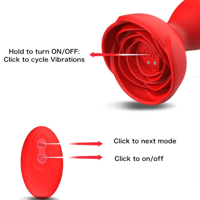 ARMONY - EXTREME A BLOOM ROOS VIBRATOR & ANAALPLUG AFSTANDSBEDIENING ROOD