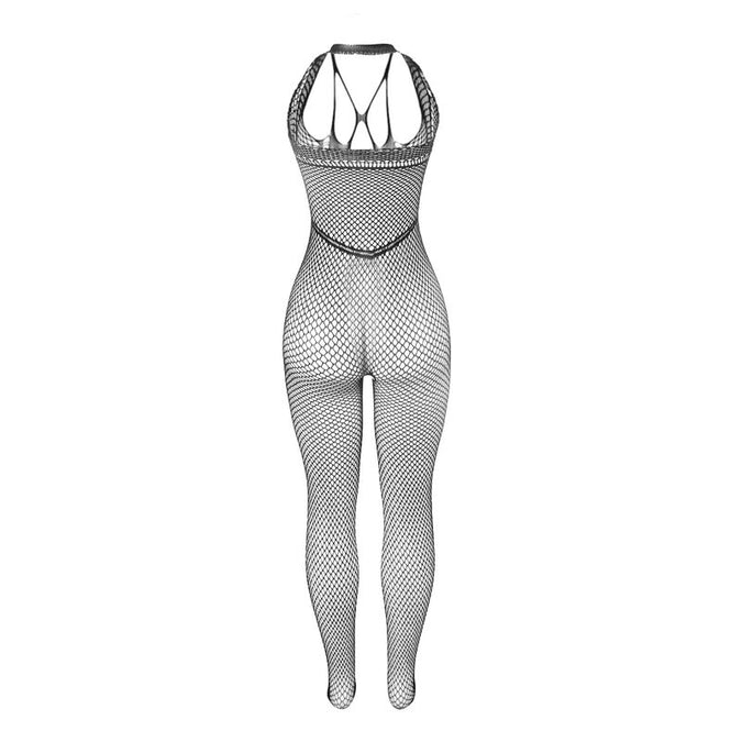 SUBBLIME - 951788 LANGE FISCHNETZ-BODYSTocking MIT TRÄgern AUF BRUST UND RÜCKEN SCHWARZ EEN MAAT