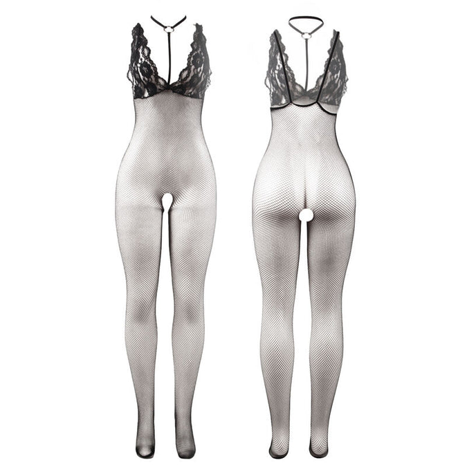 Subblime – 951993 Zwart Transparant Visnet Open Kruis Bodystocking One Size