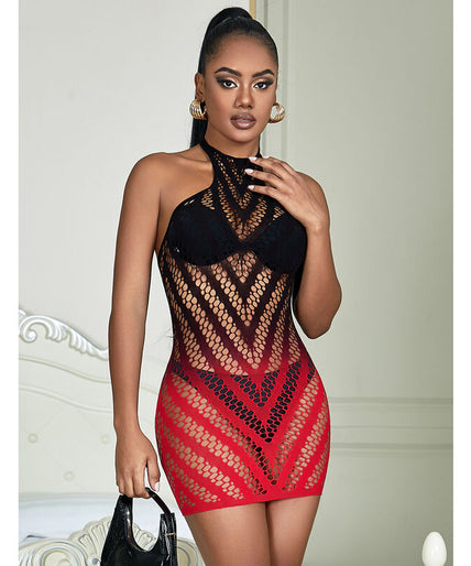 Subblime – 952242 Rood en zwart vervaagde elastische visnetjurk One Size Subblime – 952242 Rood en zwart vervaagde elastische visnetjurk One Size