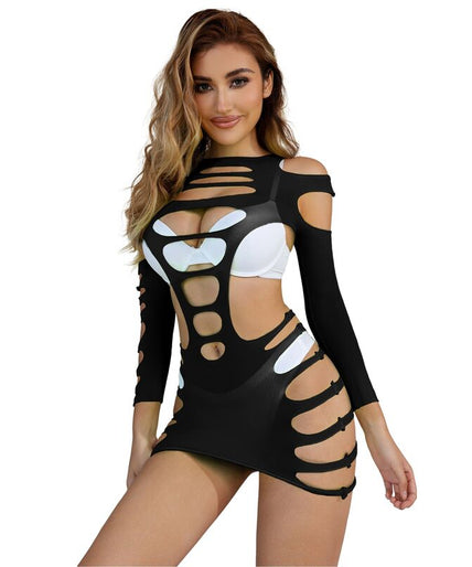 Subblime – 952266 Long Sleeve Elastic Fishnet Dress Black One Size Subblime – 952266 Long Sleeve Elastic Fishnet Dress Black One Size