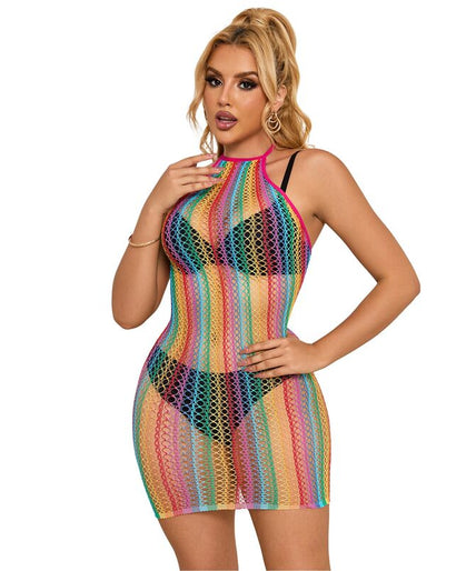 SUBBLIME - 952341 RAINBOW FISHNET DRESS ONE SIZE SUBBLIME - 952341 RAINBOW FISHNET DRESS ONE SIZE