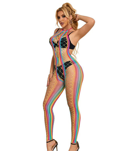 SUBBLIME - 952358 REGENBOOG MESH HALTERNECK BODYSTOCKING XS/M SUBBLIME - 952358 REGENBOOG MESH HALTERNECK BODYSTOCKING XS/M