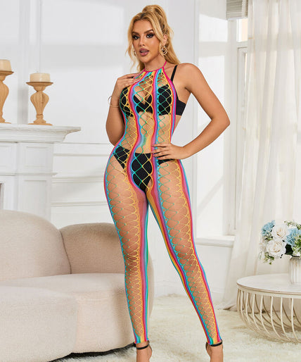 SUBBLIME - 952358 REGENBOOG MESH HALTERNECK BODYSTOCKING XS/M SUBBLIME - 952358 REGENBOOG MESH HALTERNECK BODYSTOCKING XS/M