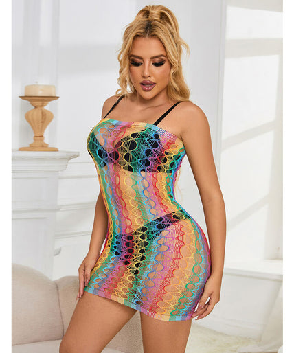SUBBLIME - 952365 RAINBOW BARE SHOULDER FISHNET DRESS ONE SIZE SUBBLIME - 952365 RAINBOW BARE SHOULDER FISHNET DRESS ONE SIZE