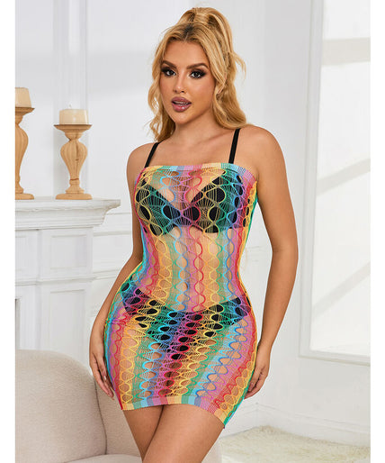 SUBBLIME - 952365 RAINBOW BARE SHOULDER FISHNET DRESS ONE SIZE SUBBLIME - 952365 RAINBOW BARE SHOULDER FISHNET DRESS ONE SIZE