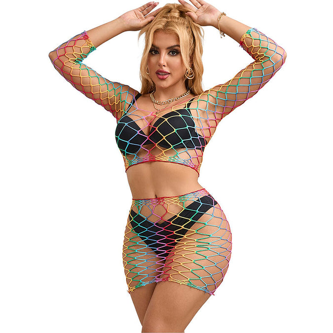 SUBBLIME - 952440 2-DELIGE FISCHNET SET LANGE MOUW REGENBOOG ONE SIZE