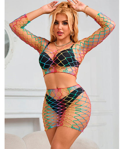 SUBBLIME - 952440 2-DELIGE FISCHNET SET LANGE MOUW REGENBOOG ONE SIZE SUBBLIME - 952440 2-DELIGE FISCHNET SET LANGE MOUW REGENBOOG ONE SIZE