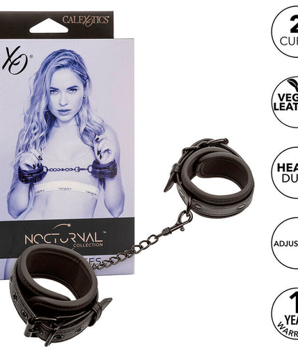 CALEXOTICS - NOCTURNAL LEATHER WRIST CUFFS ADJUSTABLE BLACK CALEXOTICS - NOCTURNAL LEATHER WRIST CUFFS ADJUSTABLE BLACK