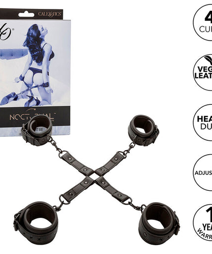 CALEXOTICS - NOCTURNAL HOG TIE CONNECTOR CUERO AJUSTABLE BLACK CALEXOTICS - NOCTURNAL HOG TIE CONNECTOR CUERO AJUSTABLE BLACK