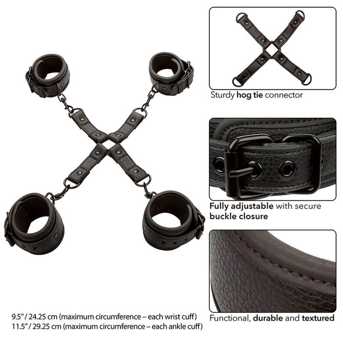 CALEXOTICS - NOCTURNAL HOG TIE CONNECTOR VERSTELBAAR LEREN ZWART