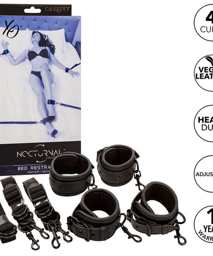 CALEXOTICS - NOCTURNAL BED RESTRAINTS LEATHER ADJUSTABLE BLACK CALEXOTICS - NOCTURNAL BED RESTRAINTS LEATHER ADJUSTABLE BLACK