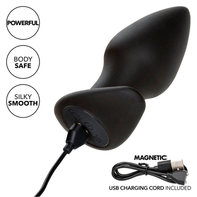 Calexotics – Rock Bottom Perfect Anaalplug met 10 Vibraties, Zwart Siliconen