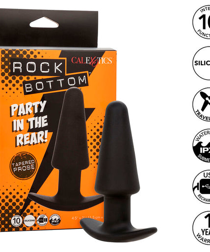 CALEXOTICS - ROCK BOTTOM TAPERED ANAL PLUG 10 VIBRACIONES SILICONE BLACK CALEXOTICS - ROCK BOTTOM TAPERED ANAL PLUG 10 VIBRACIONES SILICONE BLACK