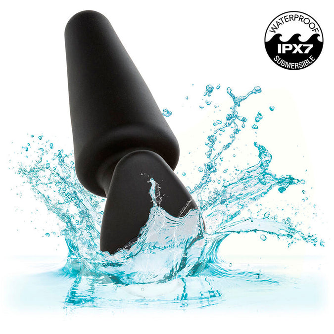 CALEXOTICS - ROCK BOTTOM TAPERED ANAL PLUG 10 VIBRATIES SILICONE ZWART