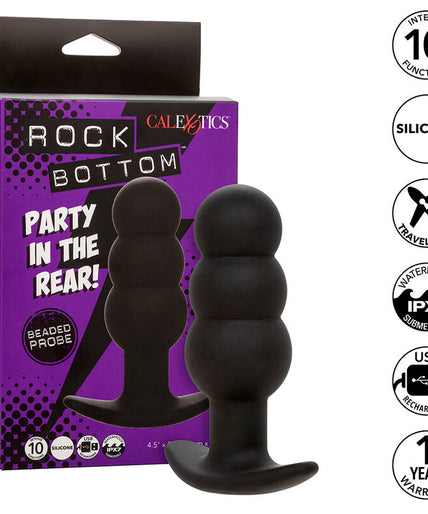 CALEXOTICS - ROCK BOTTOM BEADED ANAL PLUG 10 VIBRATIONS SILICONE BLACK CALEXOTICS - ROCK BOTTOM BEADED ANAL PLUG 10 VIBRATIONS SILICONE BLACK