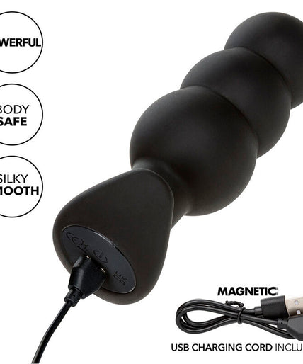 CALEXOTICS - ROCK BOTTOM BEADED ANAL PLUG 10 VIBRATIONS SILICONE BLACK CALEXOTICS - ROCK BOTTOM BEADED ANAL PLUG 10 VIBRATIONS SILICONE BLACK