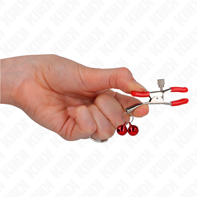 Kink – Rote doppelte Glocken-Brustwarzenklemme Rot 6 cm