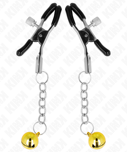 KINK - GOLD JINGLE BELL PENDANT NIPPLE CLAMPS 6 CM KINK - GOLD JINGLE BELL PENDANT NIPPLE CLAMPS 6 CM