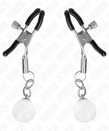 KINK - GLASS BEAD NIPPLE CLAMPS SILVER 6 CM KINK - GLASS BEAD NIPPLE CLAMPS SILVER 6 CM