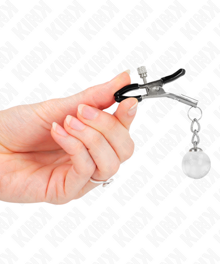 KINK - GLASS BEAD NIPPLE CLAMPS SILVER 6 CM KINK - GLASS BEAD NIPPLE CLAMPS SILVER 6 CM