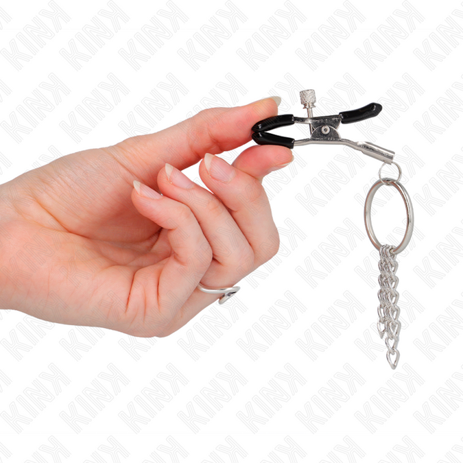 Kink – O-ring tepelklem met klein zilveren kettinkje 6 cm