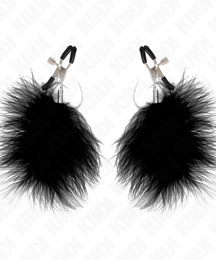 KINK - FEATHER NIPPLE CLAMP BLACK 7 CM KINK - FEATHER NIPPLE CLAMP BLACK 7 CM