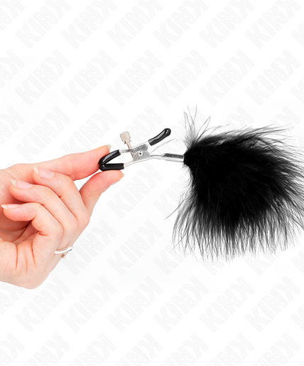 KINK - FEATHER NIPPLE CLAMP BLACK 7 CM KINK - FEATHER NIPPLE CLAMP BLACK 7 CM