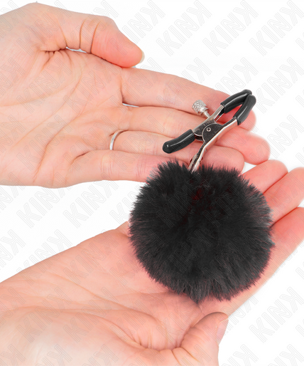 KINK - FAUX FUR BALL NIPPLE CLAMP BLACK 6 CM KINK - FAUX FUR BALL NIPPLE CLAMP BLACK 6 CM