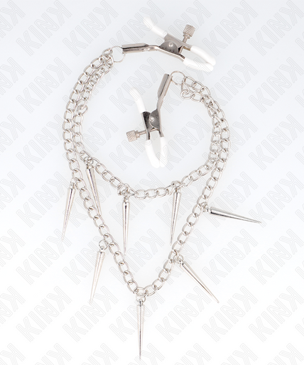KINK - NIPPLE CLAMPS WITH SPIKES CHAINS 30 CM KINK - NIPPLE CLAMPS WITH SPIKES CHAINS 30 CM