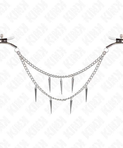 KINK - NIPPLE CLAMPS WITH SPIKES CHAINS 30 CM KINK - NIPPLE CLAMPS WITH SPIKES CHAINS 30 CM