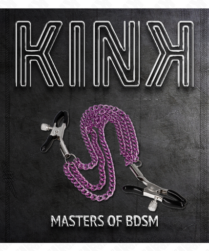 KINK - NIPPLE CLAMPS WITH 3 CHAINS PURPLE 20/23/28 CM KINK - NIPPLE CLAMPS WITH 3 CHAINS PURPLE 20/23/28 CM