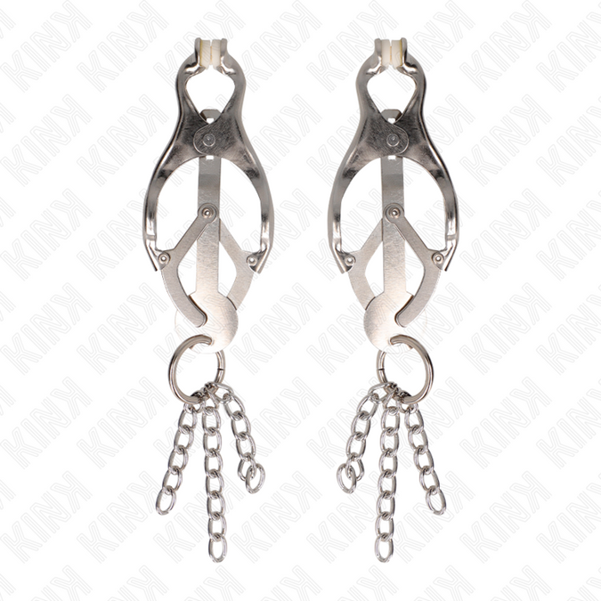 KINK - JAPANESE CLOVER NIPPLE CLAMPS WITH LITTLE CHAINS SILVER