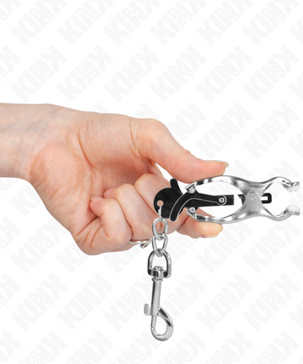 KINK - JAPANESE CLOVER NIPPLE CLAMPS WITH HOOKS SILVER KINK - JAPANESE CLOVER NIPPLE CLAMPS WITH HOOKS SILVER