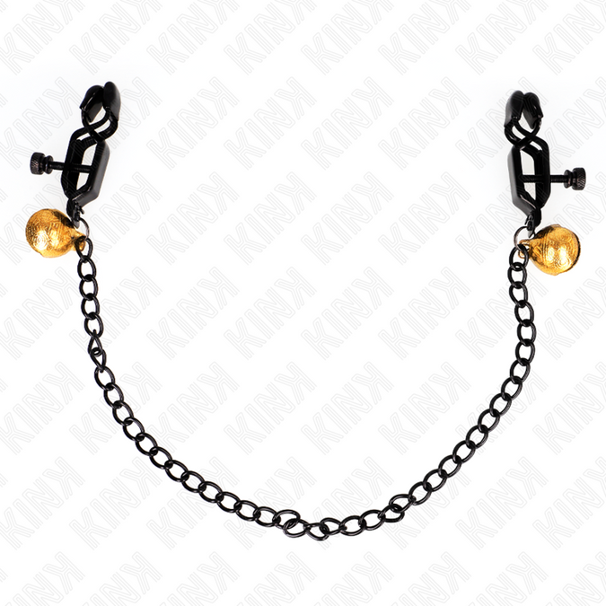 Kink – Platte ketting tepelklemmen en bel zilver 30 cm