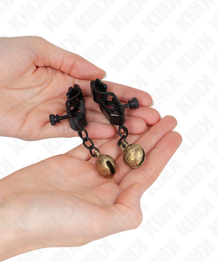 KINK - BELL JAW STYLE NIPPLE CLAMPS BLACK 7 CM KINK - BELL JAW STYLE NIPPLE CLAMPS BLACK 7 CM