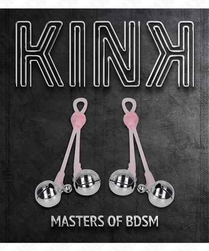 KINK - LUMINOUS SKULL NIPPLE CLAMPS WITH RING BELLS ADJUSTABLE PINK / SILVER KINK - LUMINOUS SKULL NIPPLE CLAMPS WITH RING BELLS ADJUSTABLE PINK / SILVER