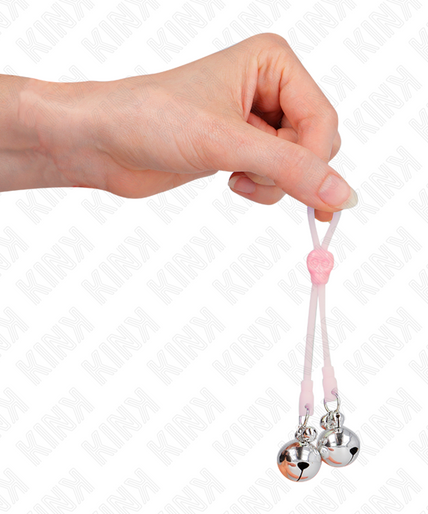 KINK - LUMINOUS SKULL NIPPLE CLAMPS WITH RING BELLS ADJUSTABLE PINK / SILVER KINK - LUMINOUS SKULL NIPPLE CLAMPS WITH RING BELLS ADJUSTABLE PINK / SILVER
