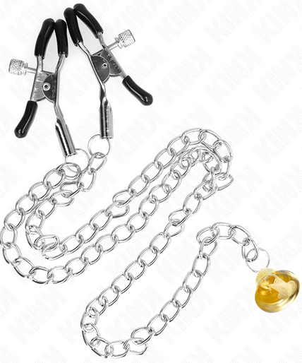 KINK - CHAIN NIPPLE CLAMPS WITH HORN PENDANT 30 CM KINK - CHAIN NIPPLE CLAMPS WITH HORN PENDANT 30 CM